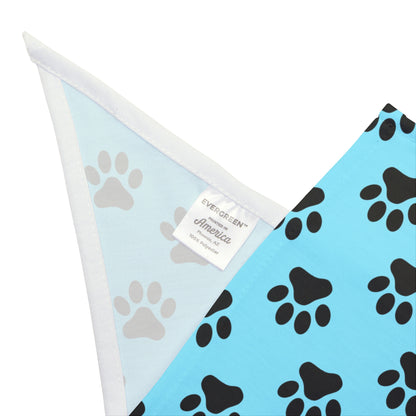 Black Paws on Light Blue - Tie Up Pet Bandana