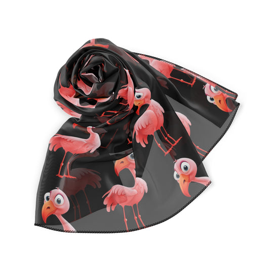 Pink Flamingo on Black Scarf