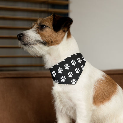 White Paws on Black - Pet Bandana Collar