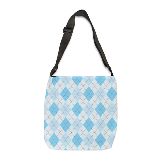 Blue Diamond Check Print - Tote Bag