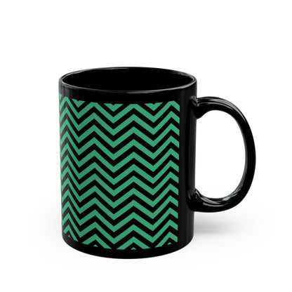 Green and Black Chevron on Black