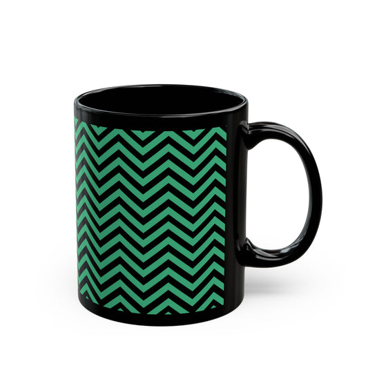 Green and Black Chevron on Black