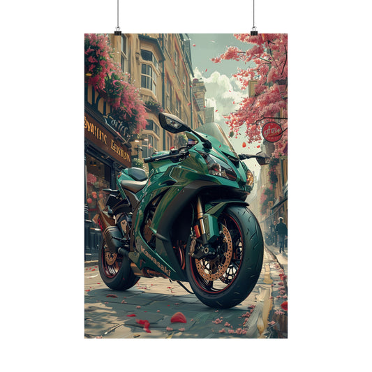 Green Motorbike  - Physical Print Stunning Premium Poster