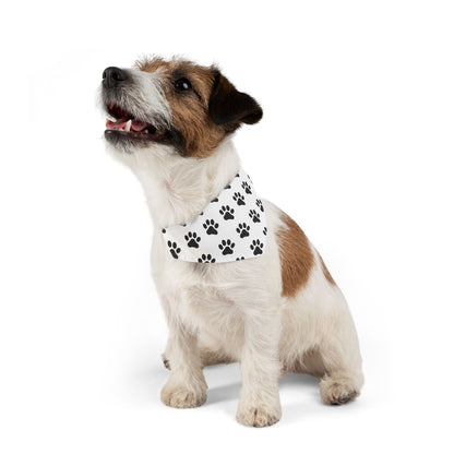 Black Paws on White - Pet Bandana Collar