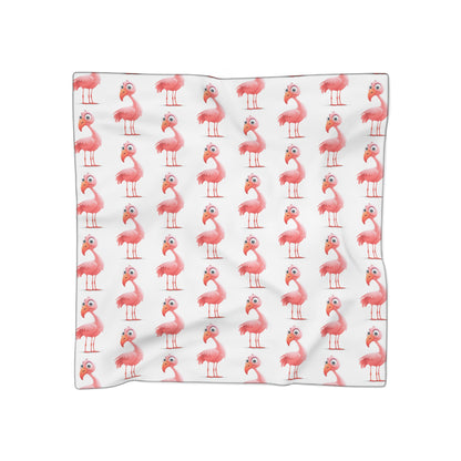 Pink Flamingo on White Scarf