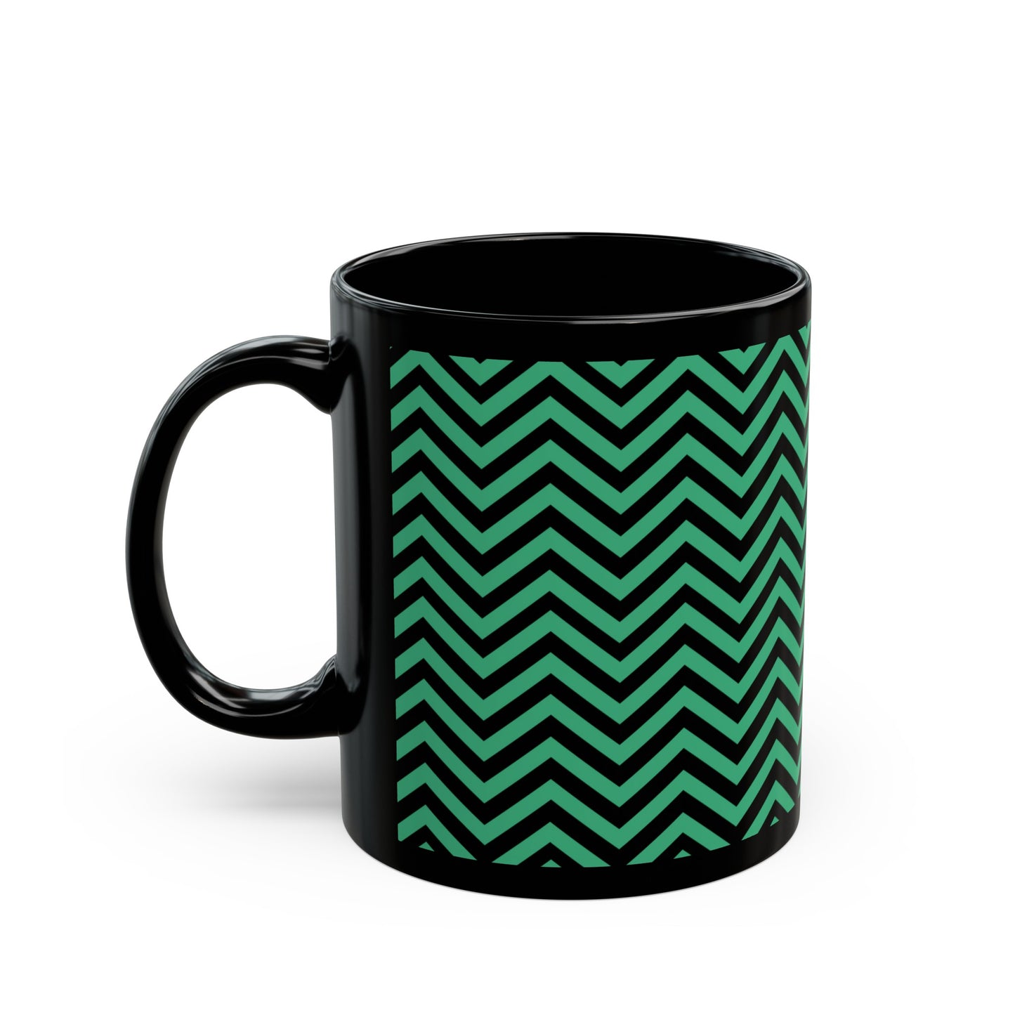 Green and Black Chevron on Black