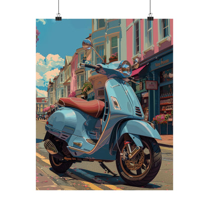 Blue Scooter - Physical Print Stunning Premium Poster