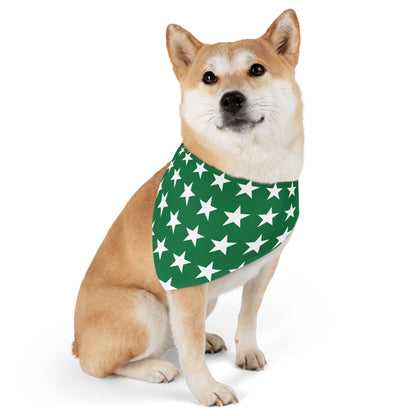 White Stars on Green - Pet Bandana Collar