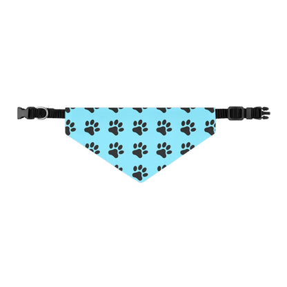 Black Paws on Light Blue - Pet Bandana Collar