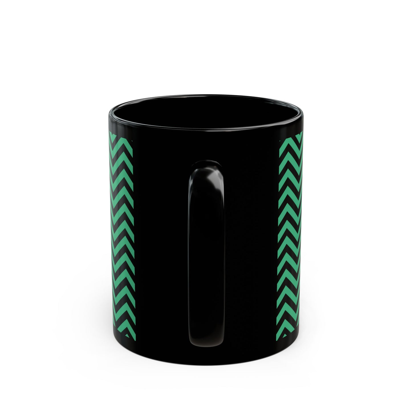 Green and Black Chevron on Black