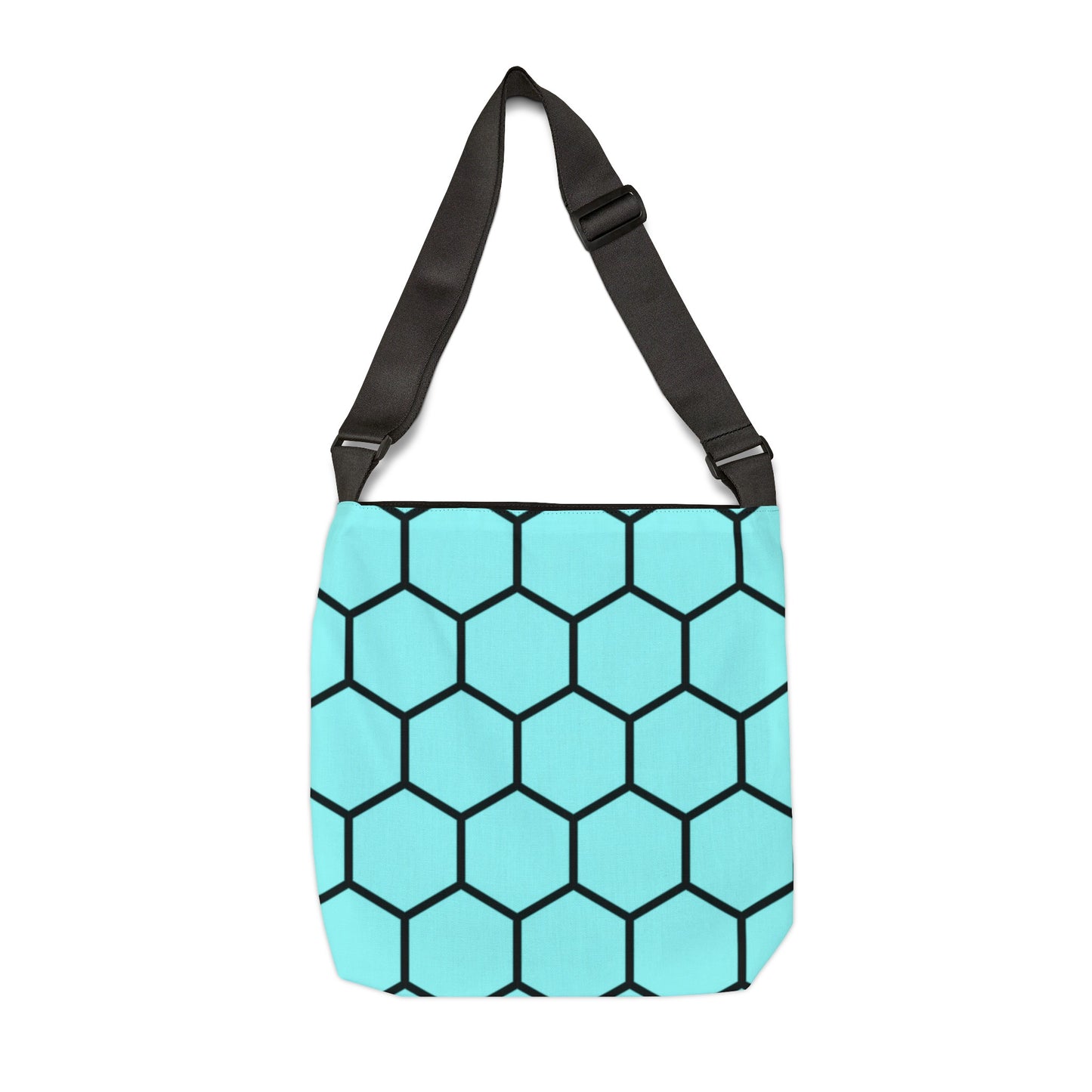 Pale Turquoise and Black Honeycomb - Tote Bag