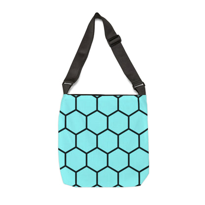 Pale Turquoise and Black Honeycomb - Tote Bag