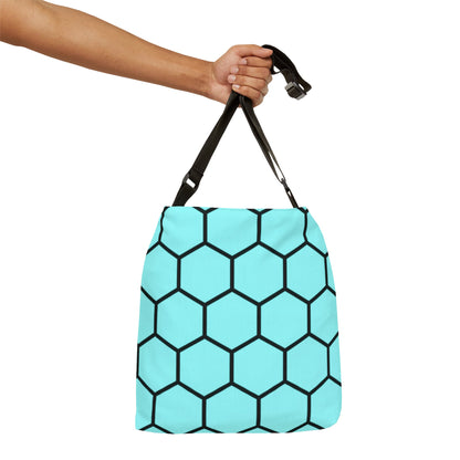 Pale Turquoise and Black Honeycomb - Tote Bag