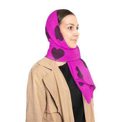 Black Hearts on Pink Scarf
