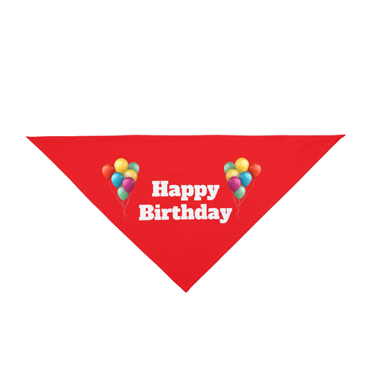 Happy Birthday on Red - Tie Up Pet Bandana