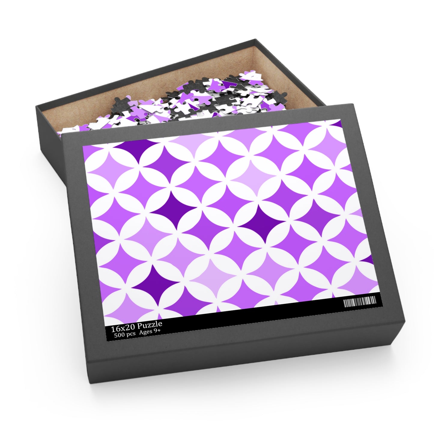 Purple & White Seamless Stars - 500-Piece Jigsaw Puzzle