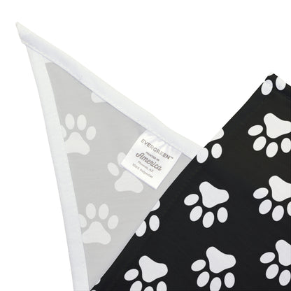 White Paws on Black - Tie Up Pet Bandana