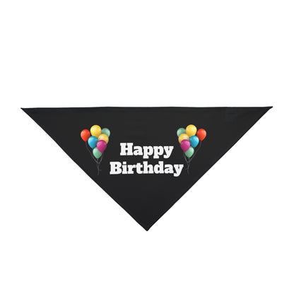 Happy Birthday on Black - Tie Up Pet Bandana