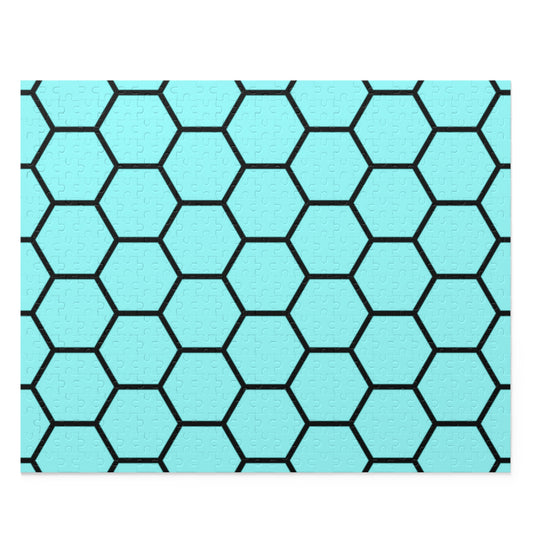 Pale Turquoise & Black Honeycomb - 500-Piece Jigsaw Puzzle