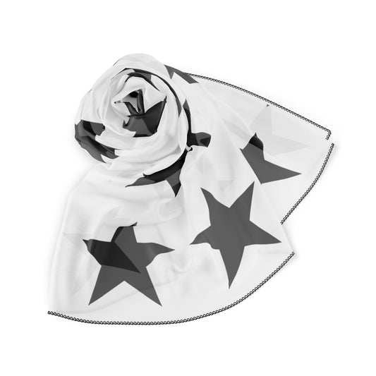 Black Stars on White Print Scarf
