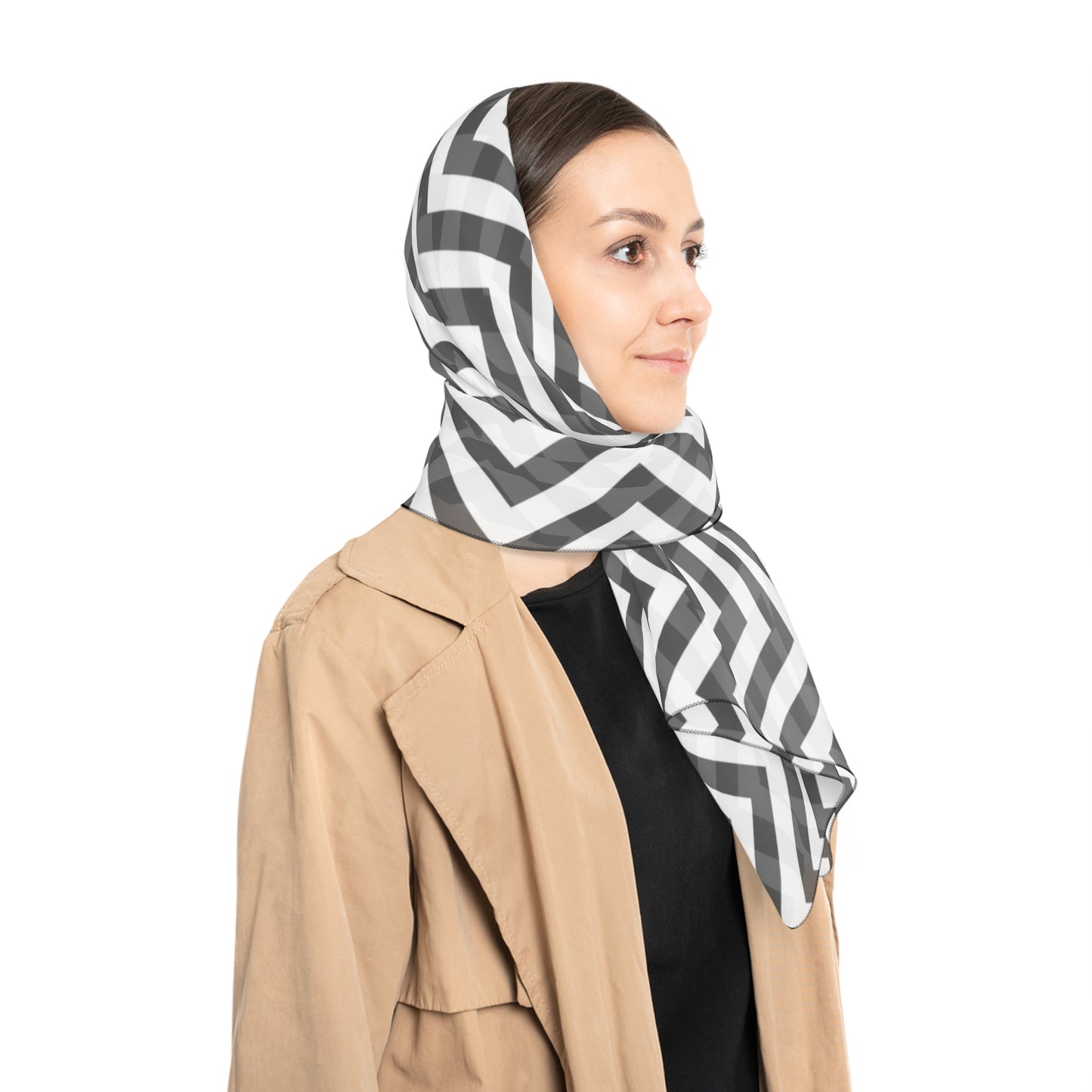 Black and White Chevron Print Scarf
