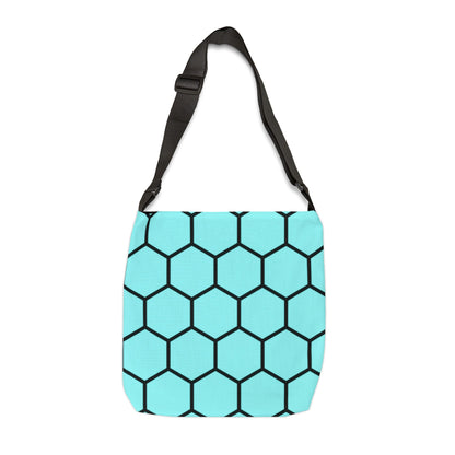 Pale Turquoise and Black Honeycomb - Tote Bag