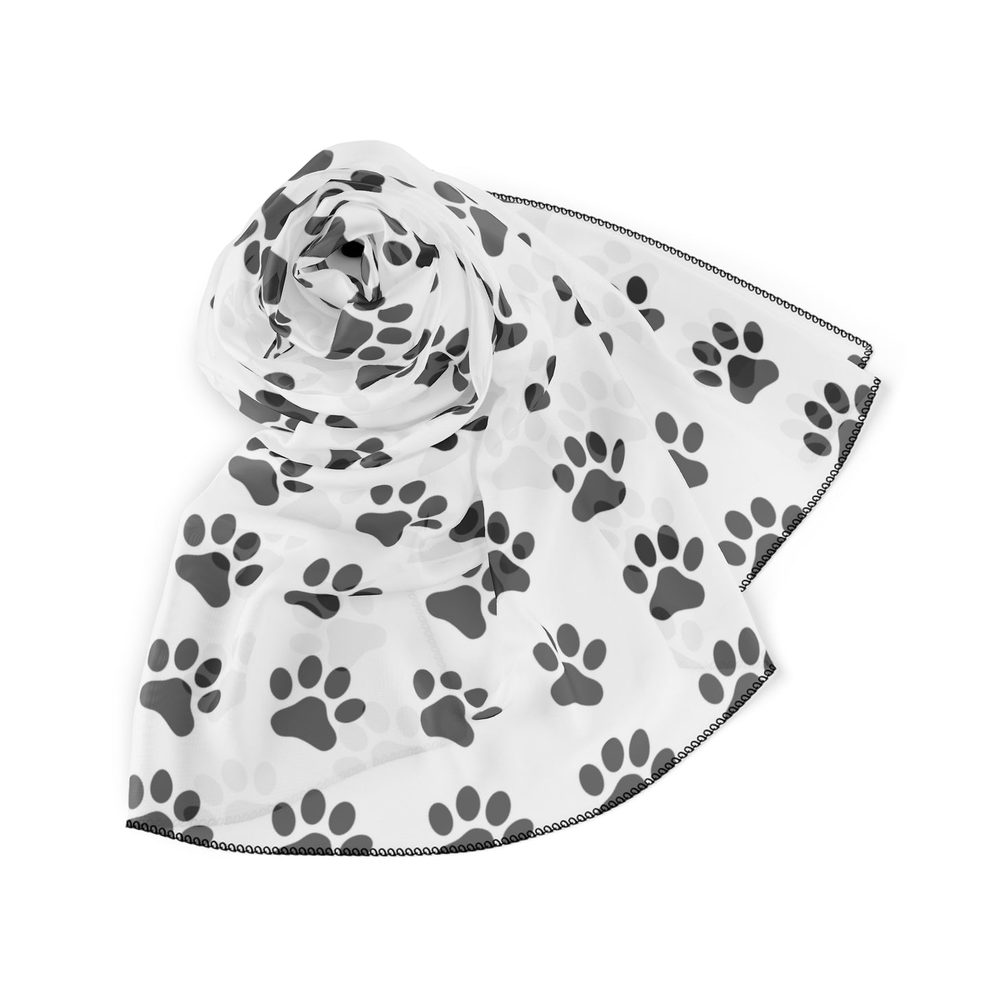 Paw Prints on White Scarf