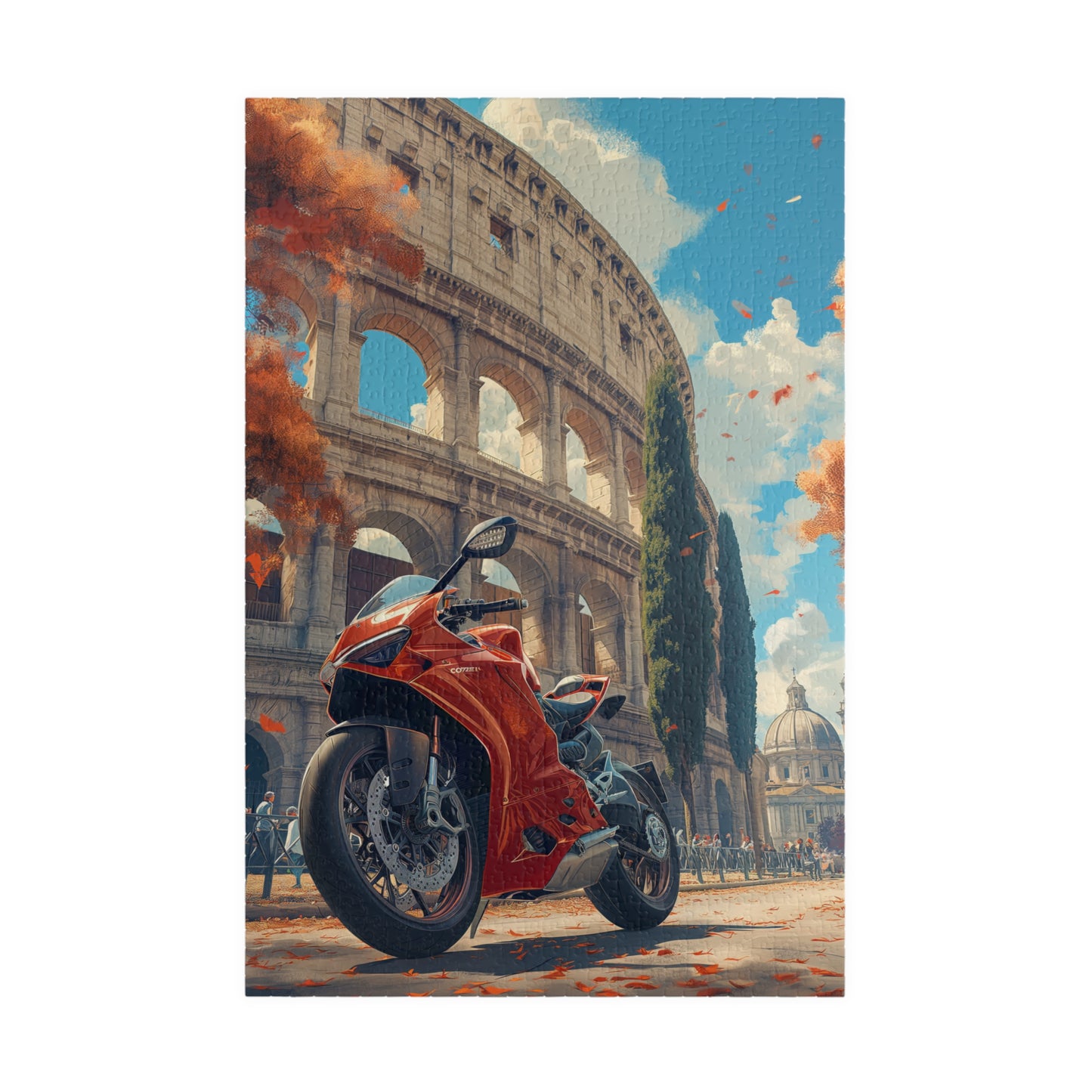 Red Motorbike by The Colosseum - 1014-Piece Jigsaw Puzzle