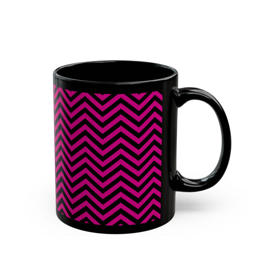 Pink and Black Chevron on Black