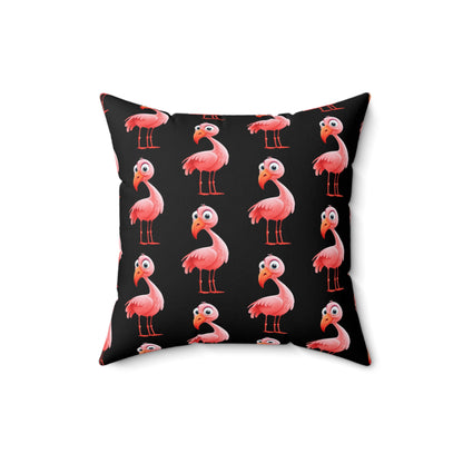 Pink Flamingo Print on Black - Pillowcase & Pillow