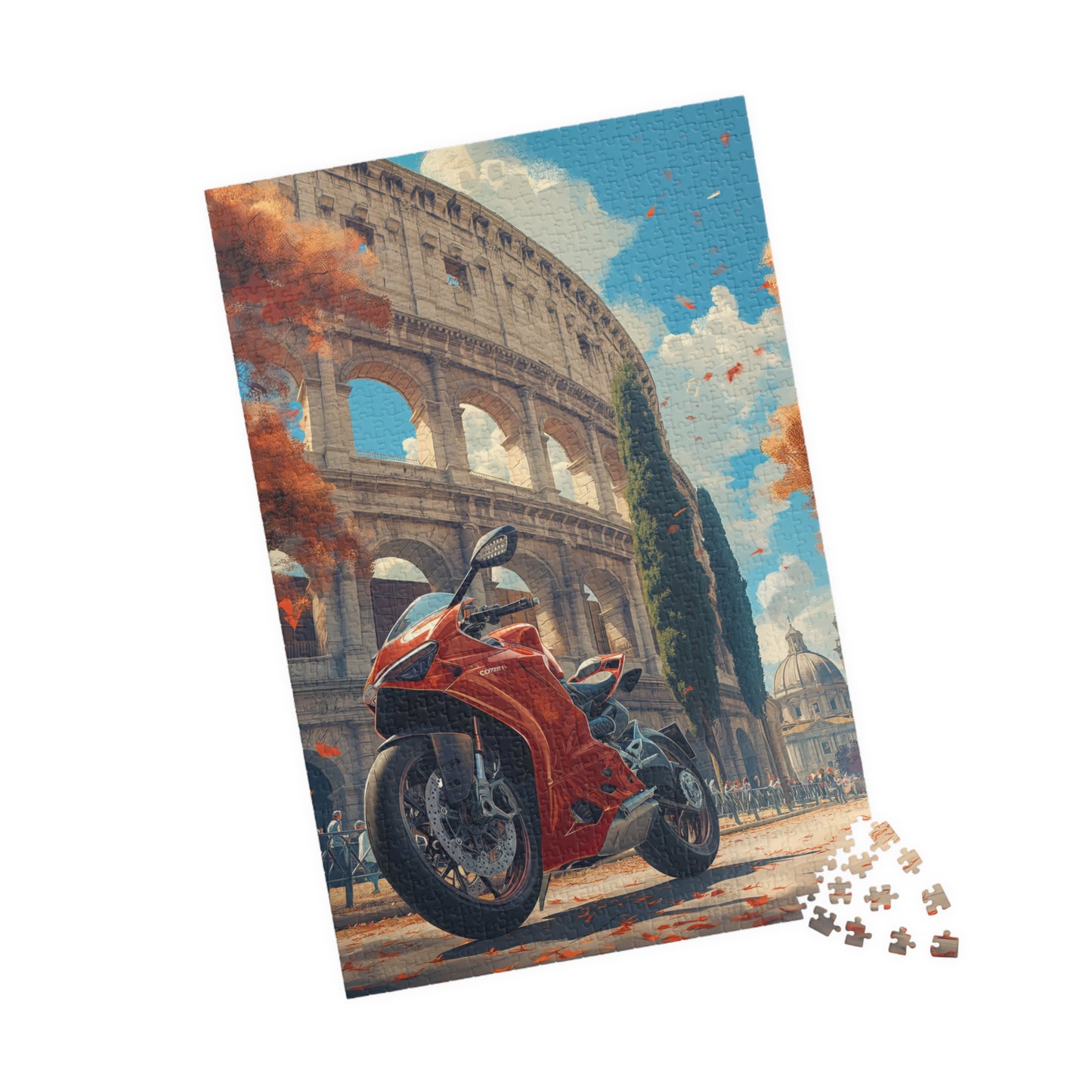 Red Motorbike by The Colosseum - 1014-Piece Jigsaw Puzzle