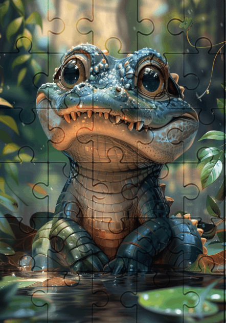 Ali The Alligator - 30-Piece Wooden Jigsaw Puzzle with Optional Frame