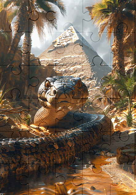 Apep The Snake Guardian - 30-Piece Wooden Jigsaw Puzzle with Optional Frame