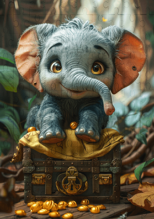 Baby Pirate Elephant - 120-piece wooden jigsaw puzzle