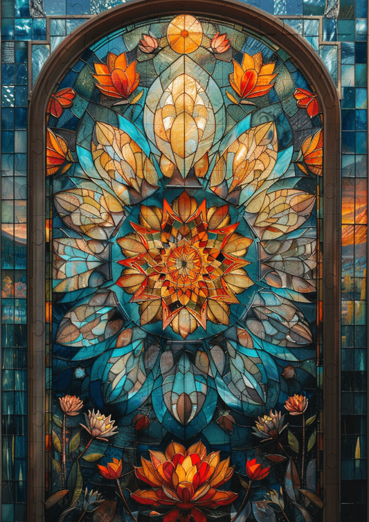 Beautiful Stained Glass Window - 120-piece wooden jigsaw puzzle