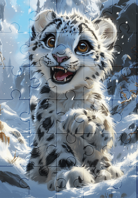 Blizzard The Snow Leopard - 30-Piece Wooden Jigsaw Puzzle with Optional Frame
