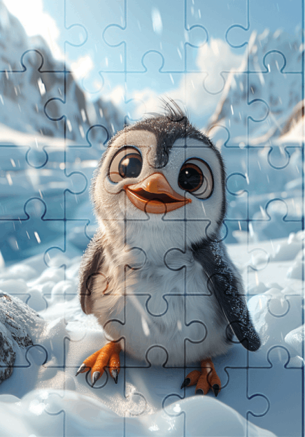 Bubbles The Penguin - 30-Piece Wooden Jigsaw Puzzle with Optional Frame