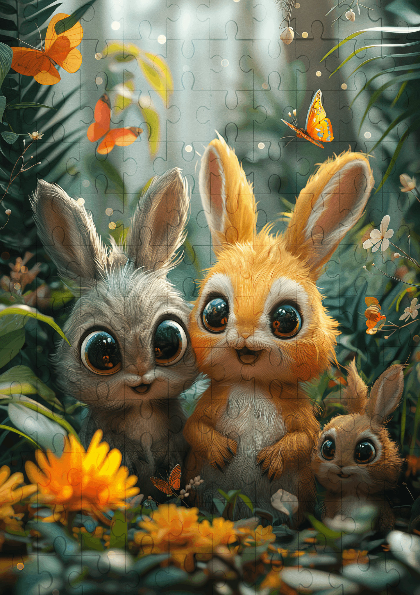 Bunny Hops - 120-piece wooden jigsaw puzzle