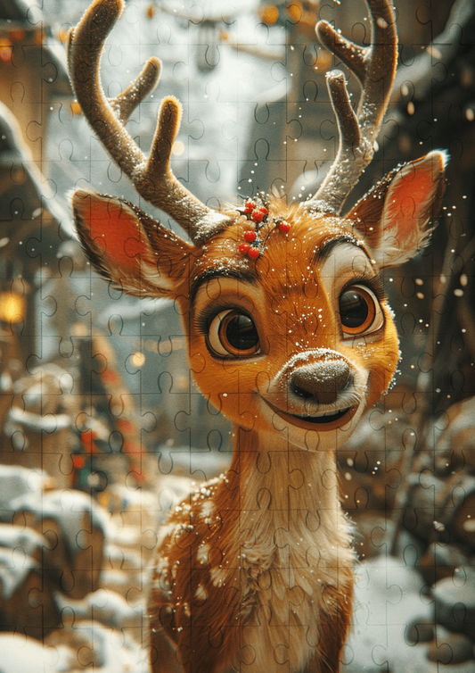 Buster The Reindeer - 120-piece wooden jigsaw puzzle