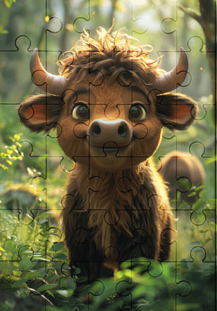 Charger The Baby Ox - 30-Piece Wooden Jigsaw Puzzle with Optional Frame