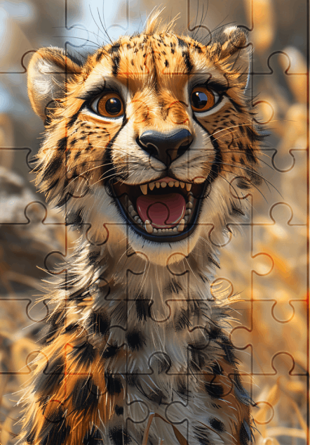 Cheers The Cheetah - 30-Piece Wooden Jigsaw Puzzle with Optional Frame