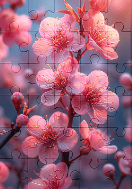 Cherry Blossoms- 30-Piece Wooden Jigsaw Puzzle with Optional Frame
