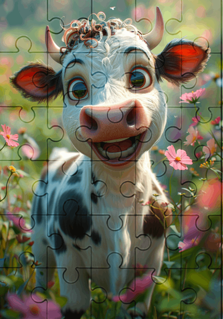 Chloe The Cow - 30-Piece Wooden Jigsaw Puzzle with Optional Frame