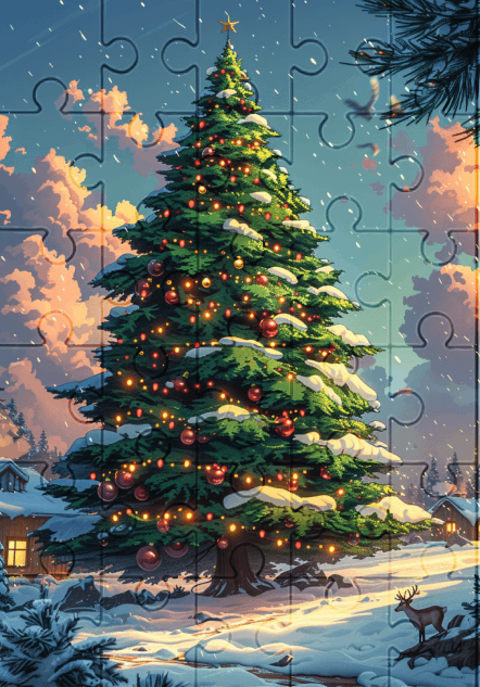 Christmas Village - 30-Piece Wooden Jigsaw Puzzle with Optional Frame