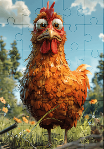 Chuck The Chicken - 30-Piece Wooden Jigsaw Puzzle with Optional Frame