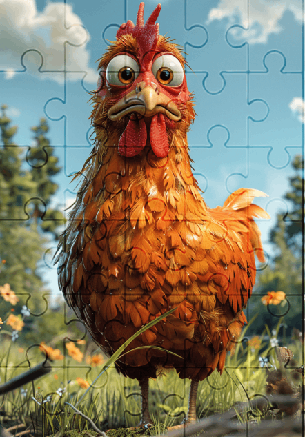 Chuck The Chicken - 30-Piece Wooden Jigsaw Puzzle with Optional Frame