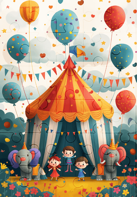 Circus Fun - 30-Piece Wooden Jigsaw Puzzle with Optional Frame