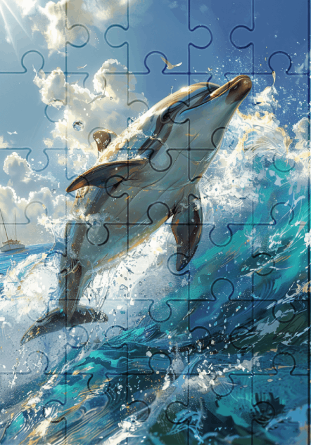Daphne The Dolphin - 30-Piece Wooden Jigsaw Puzzle with Optional Frame