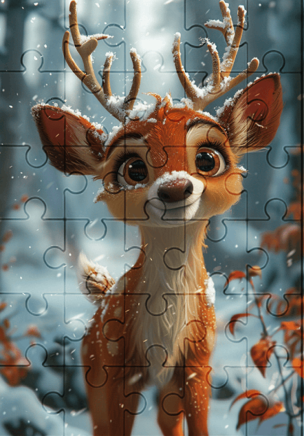 Dash The Reindeer - 30-Piece Wooden Jigsaw Puzzle with Optional Frame