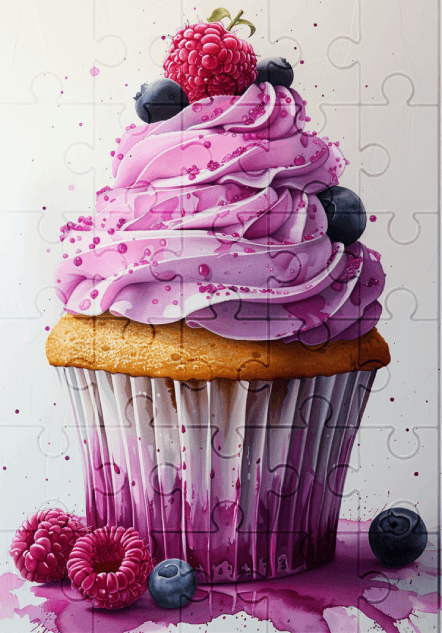 Delicious Cupcake - 30-Piece Wooden Jigsaw Puzzle with Optional Frame